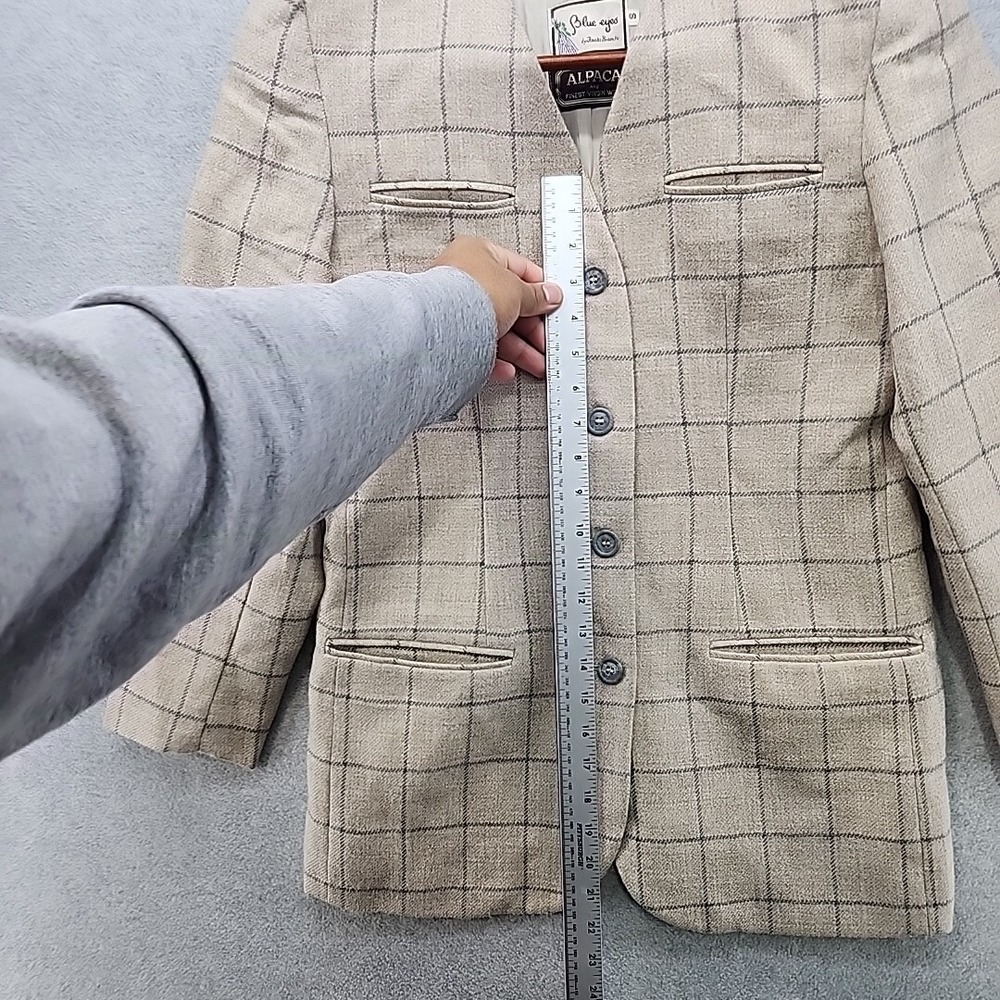 VTG Fausta Bianchi Womens Wool Alpaca Tan Plaid Blazer Jacket ITALY Cashmere - Picture 7 of 16